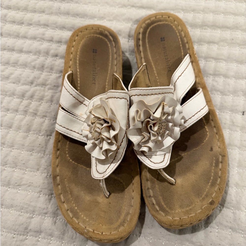 White and Tan Naturalizer Sandals